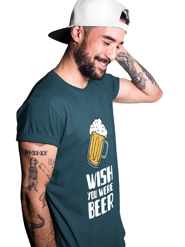 Beer Printed Tshirt by UQ(Petrol Blue) Comfortable Knit Short Shirt