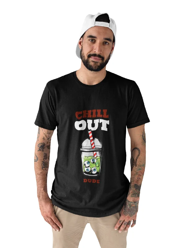 Chill Out Printed Tshirt by UQ(Black) Chic Embellished Short Sleeve