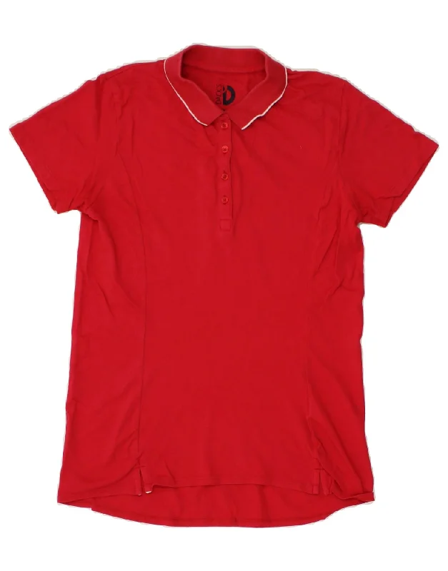 DACK'S Womens Polo Shirt UK 18 XL Red Cotton Trendy Tie-Front Short Shirt