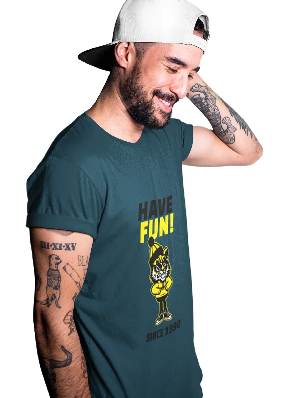 Have Fun Printed Tshirt by UQ(Petrol Blue) Trendy Sleeveless Short Shirt