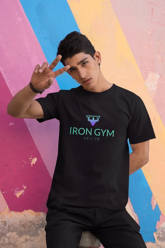 Iron Gym Printed Tshirt by UQ(Black) Casual Short Sleeve Top