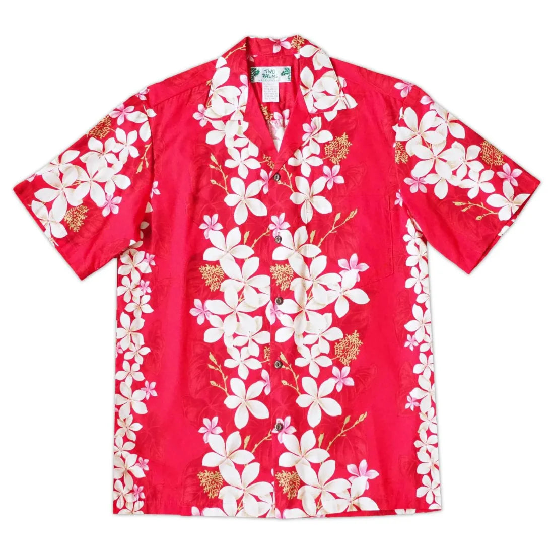 Kuulei Red Hawaiian Cotton Shirt Elegant Button-Down Short Shirt