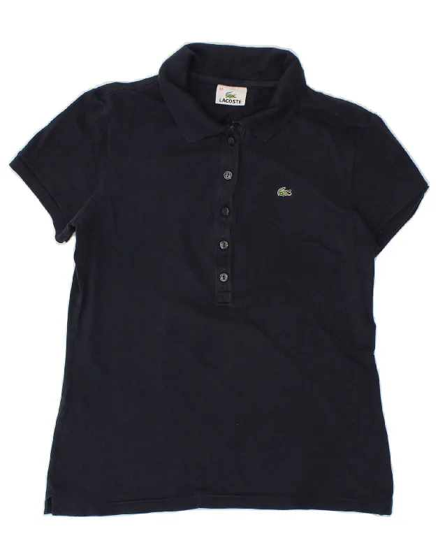 LACOSTE Womens Polo Shirt Size 44 Large Navy Blue Cotton Soft Cotton Short Tee