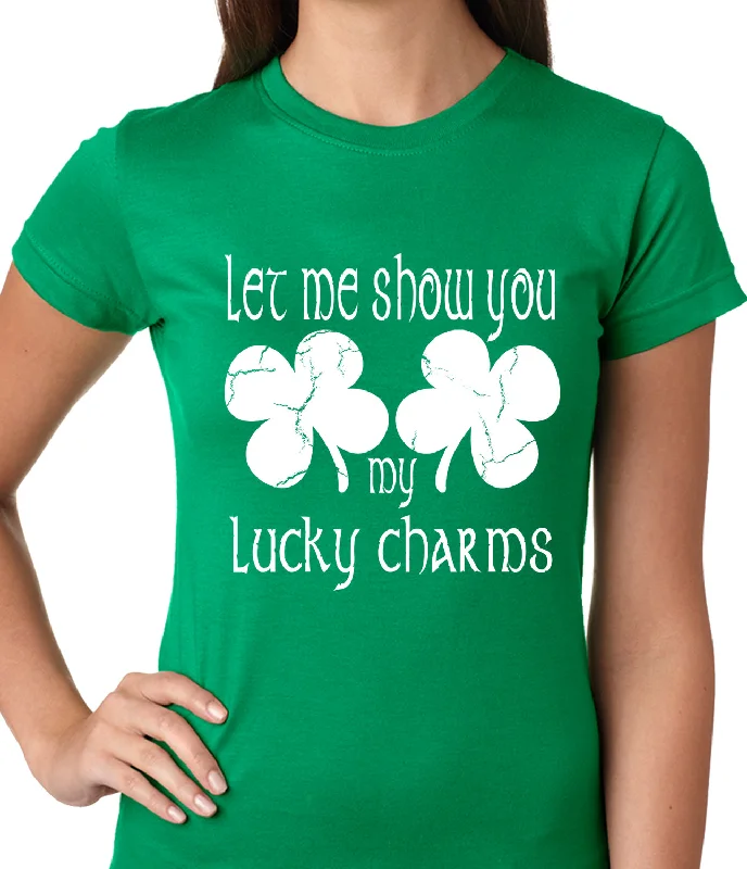 Let Me Show You My Lucky Charms St. Patrick's Day Girls Shirts Fashionable Tied Short Sleeve