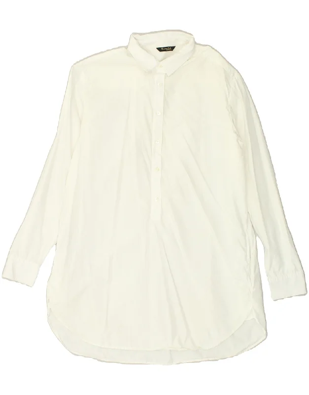 MASSIMO DUTTI Womens Shirt US 8 Medium White Modern Fit Short Sleeve