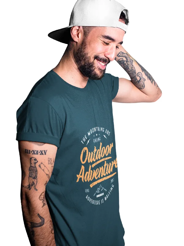 Outdoor Adventure Printed Tshirt by UQ(Petrol Blue) Classic Basic Short Shirt