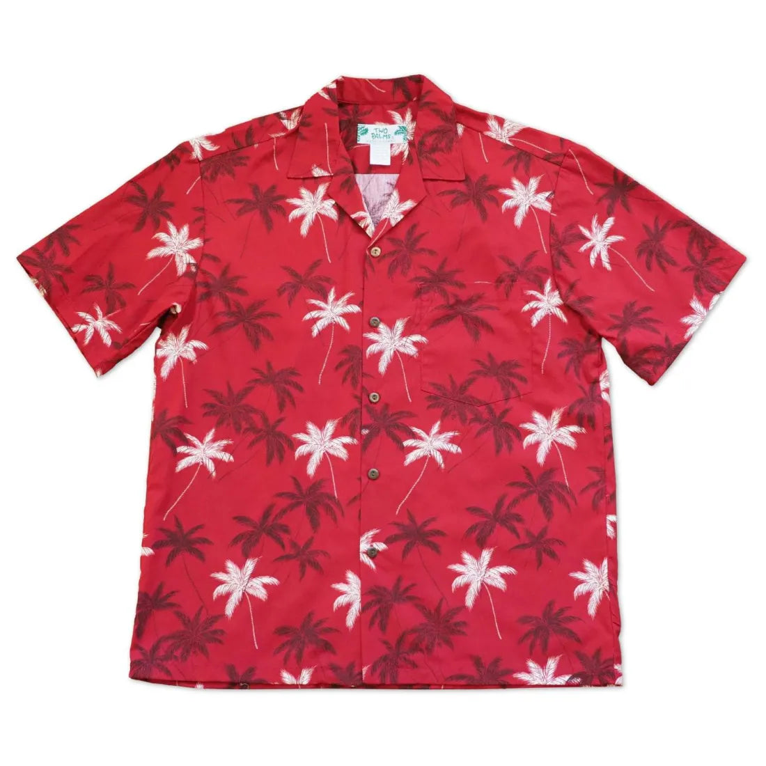 Palm Beach Red Hawaiian Cotton Shirt Relaxed Button-Down Short Shirt