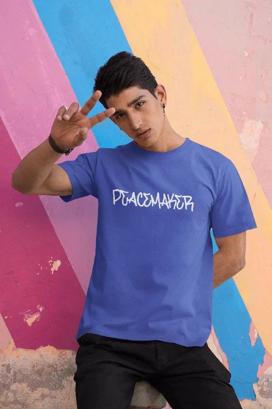 Peacemaker Printed Tshirt by UQ(Royal Blue) Trendy Tie-Front Short Shirt