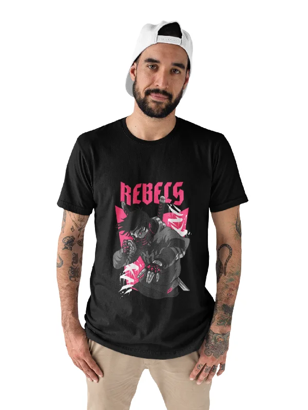 Rebel Printed Tshirt by UQ(Black) Fashionable Short Sleeve Shirt