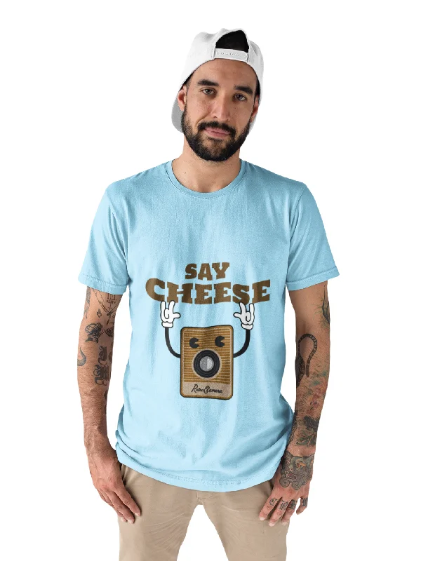 Say Cheese Printed Tshirt (Ocean Blue) Casual Cotton Short Shirt