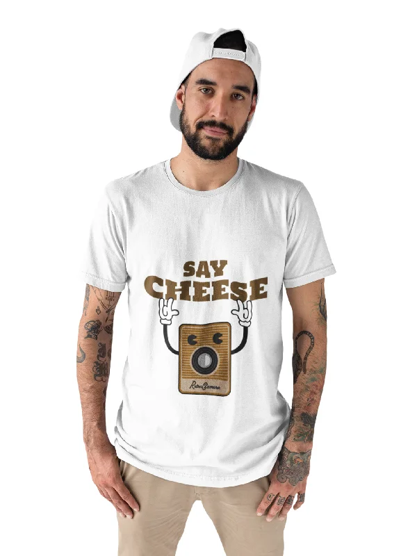 Say Cheese Printed Tshirt (White) Classic Denim Short Sleeve