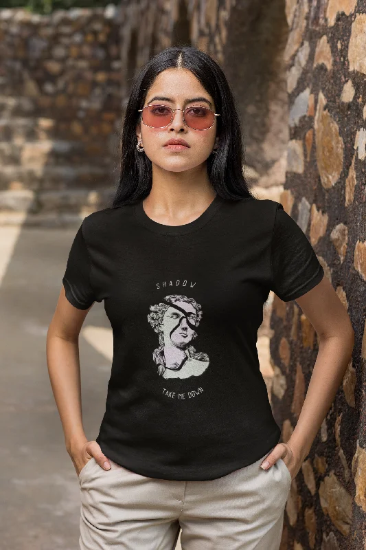 Statue Printed Tshirt (Black) Cozy Plain Short Sleeve