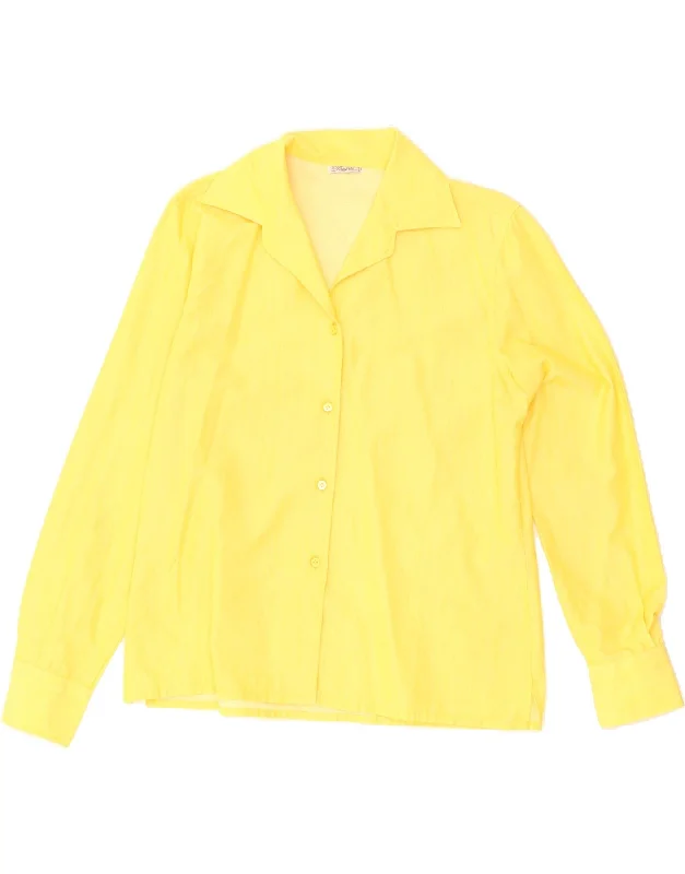 VINTAGE Womens Shirt IT 48 XL Yellow Cotton Relaxed Fit Short Blouse