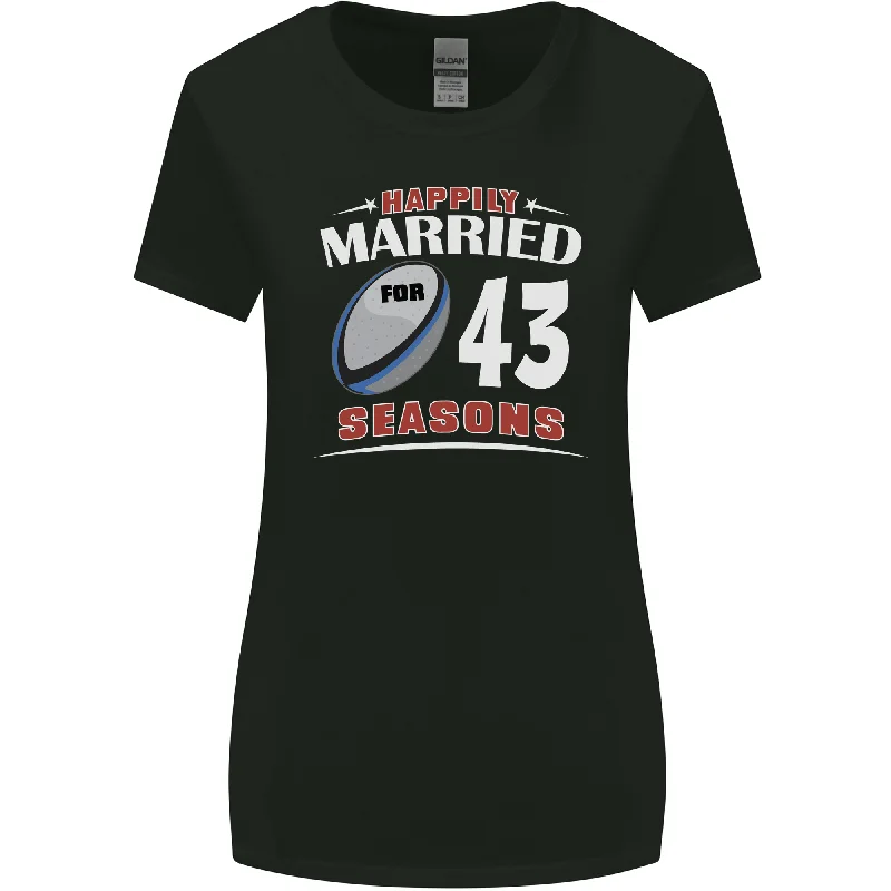 43 Year Wedding Anniversary 43rd Rugby Womens Wider Cut T-Shirt Chenille Blend Fleece Blend Nylon Blend