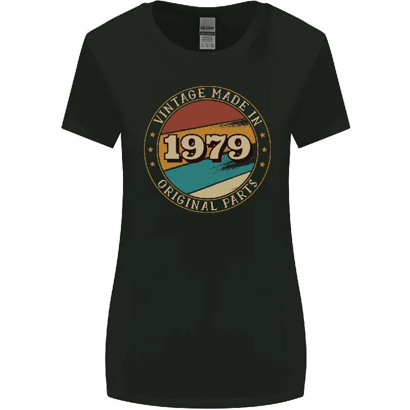 44th Birthday  Vintage Made In 1979 Womens Wider Cut T-Shirt Graphic T-Shirt Round Neck Polyester