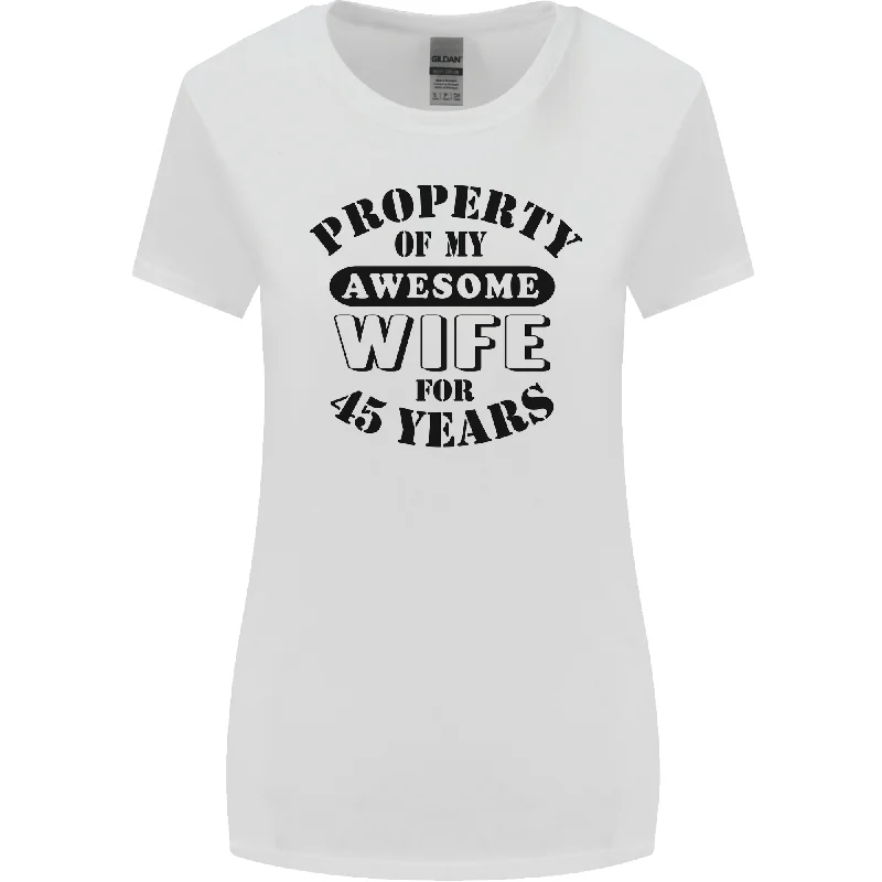 45th Wedding Anniversary 45 Year Funny Wife Womens Wider Cut T-Shirt Hooded Caped Shawl Collar