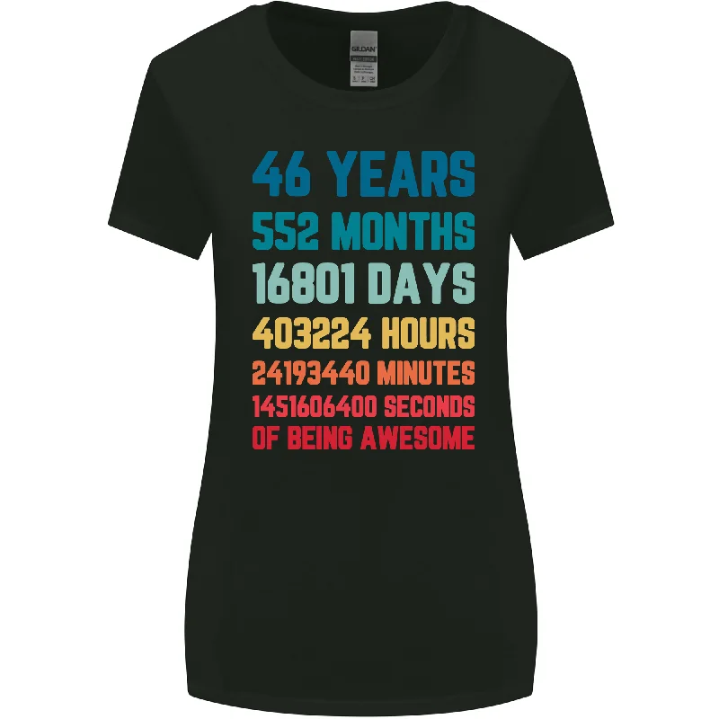 46th Birthday 46 Year Old Womens Wider Cut T-Shirt Mesh Blend Leather Blend Suede Blend