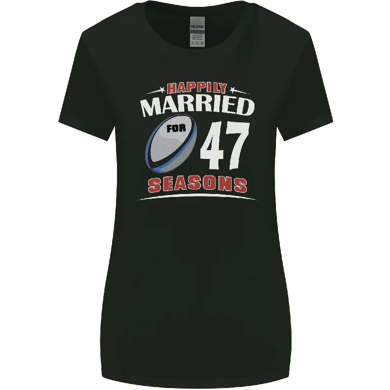 47 Year Wedding Anniversary 47th Rugby Womens Wider Cut T-Shirt Machine Wash Dry Clean Hand Wash