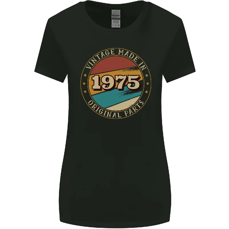 48th Birthday  Vintage Made In 1975 Womens Wider Cut T-Shirt Modern Contemporary Chic