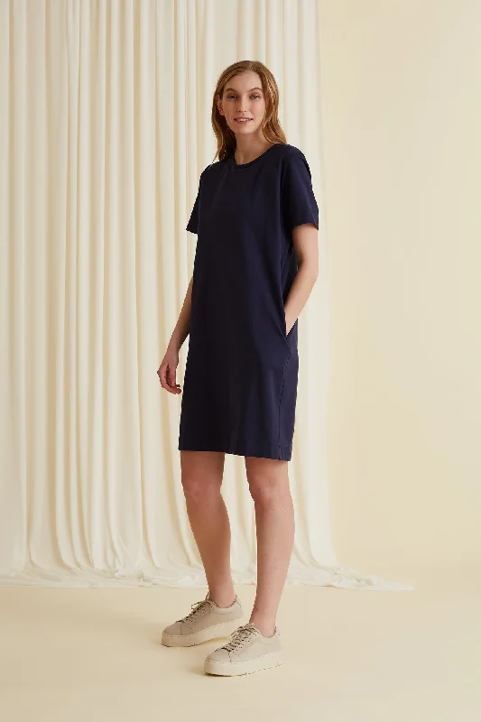 Adriana T-Shirt Dress Navy Machine Wash Dry Clean Hand Wash