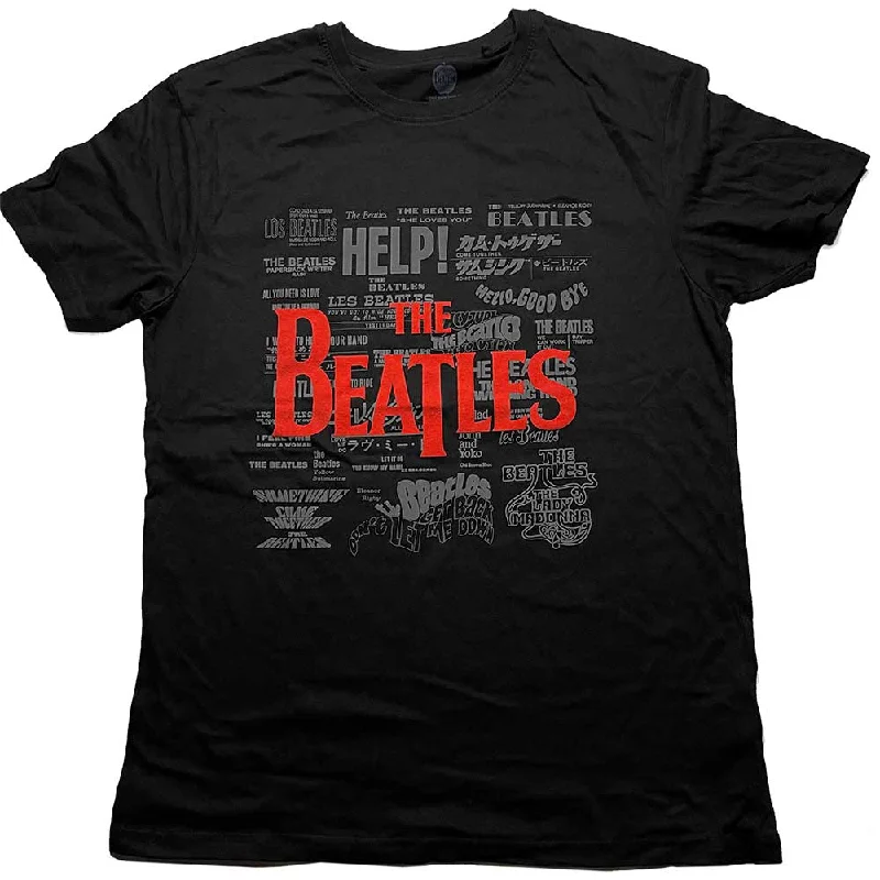 The Beatles | Official Band T-Shirt | Titles & Logos (Puff Print) Polka Dot Checkered Tartan