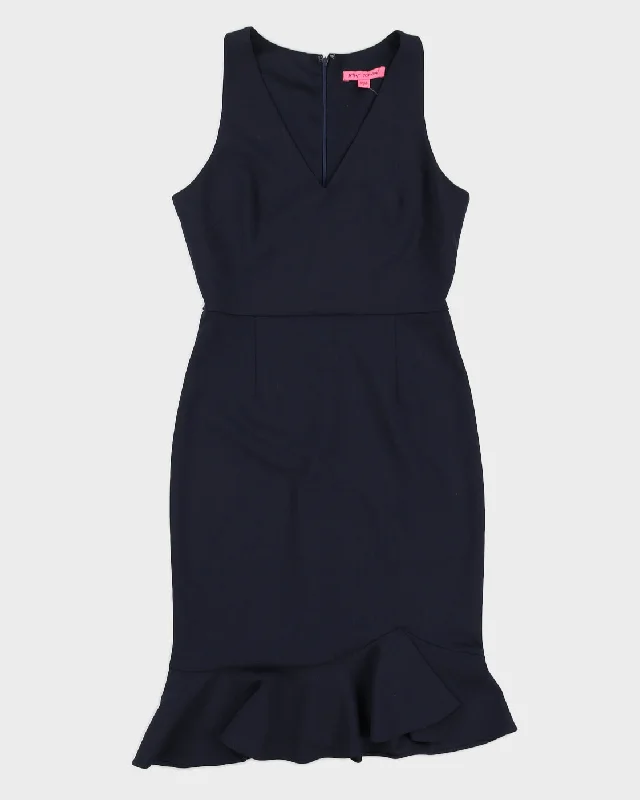 Betsey Johnson Navy Midi Dress - S Elegant Satin Button Midi Dress