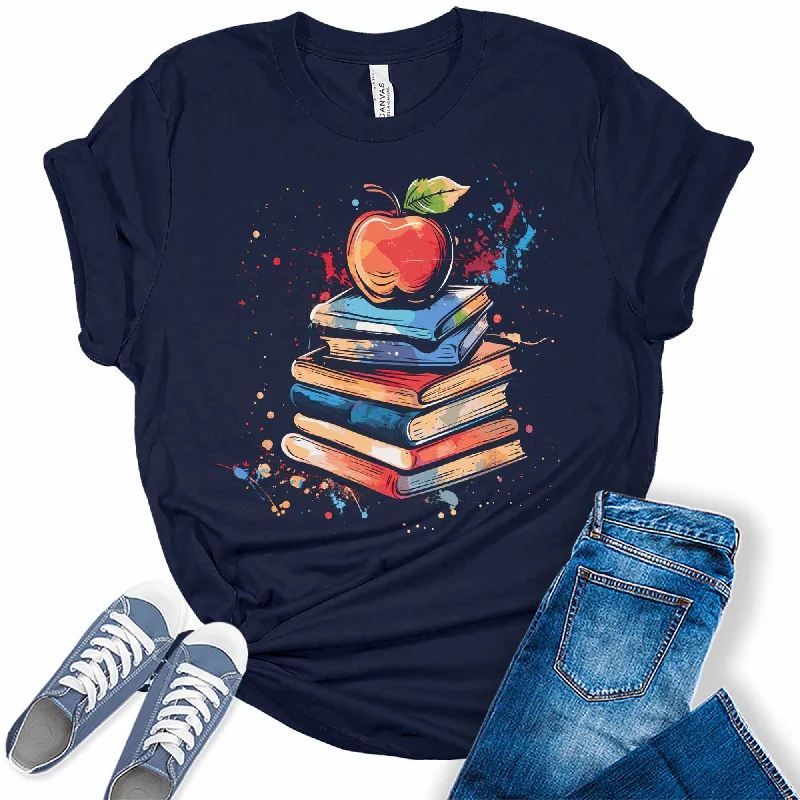 Bookworm Teacher Teaching Graphic Tees for Women Hooded Caped Shawl Collar