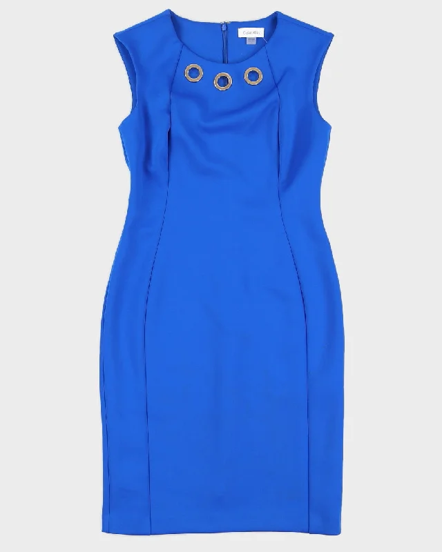 Calvin Klein Blue Midi Dress - S Elegant Pleated Detail Midi Dress