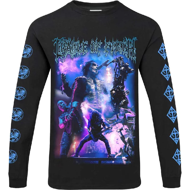 Cradle Of Filth Unisex Long Sleeve T-Shirt: Band Tour (Back Print) Houndstooth Herringbone Solid