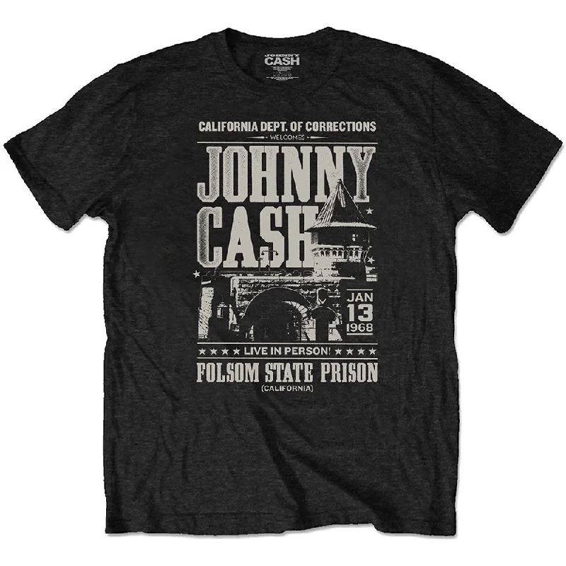 Johnny Cash Unisex Eco-T-Shirt: Prison Poster Fleece Nylon Spandex