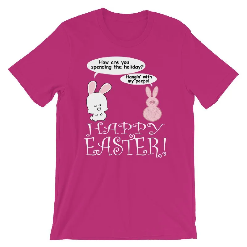 Cute Easter T-Shirt - Hanging With my Peeps Denim Fabric Leather Fabric Suede Fabric