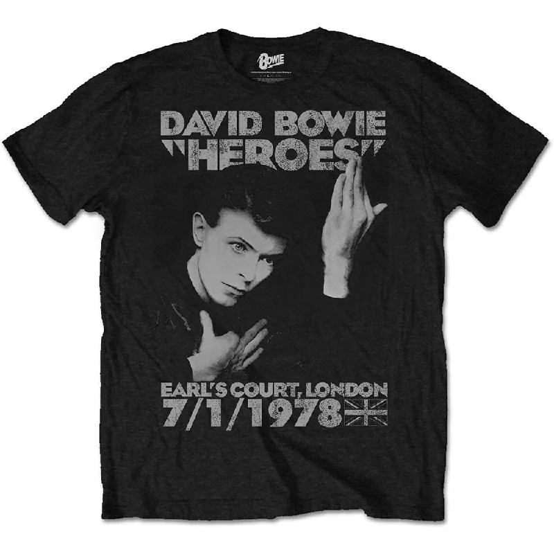 David Bowie | Official Band T-Shirt | Heroes Earls Court Spandex Blend Rayon Blend Denim Blend