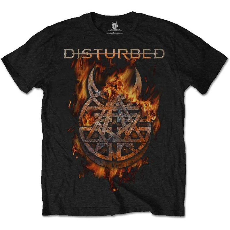 Disturbed T-Shirt: Burning Belief Oversized T-Shirt Spandex breathable