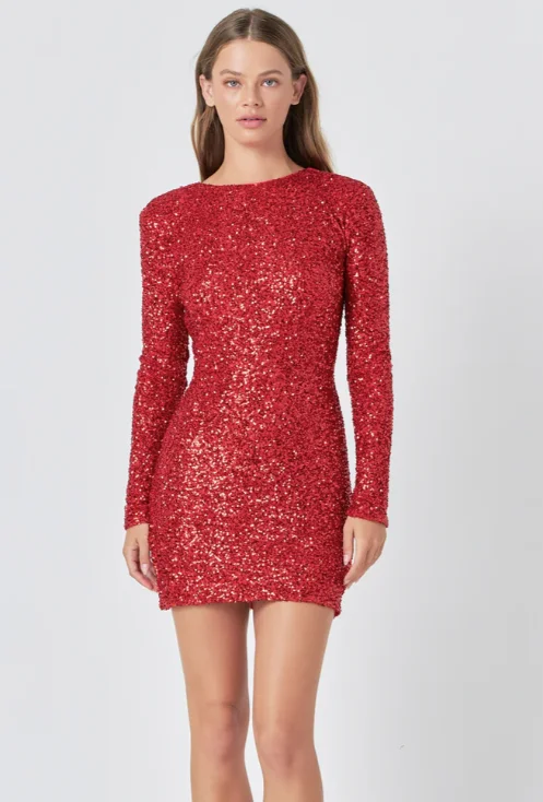 ELR Sequin Cutout Mini Dress Fashionable Mini Dress with Slits