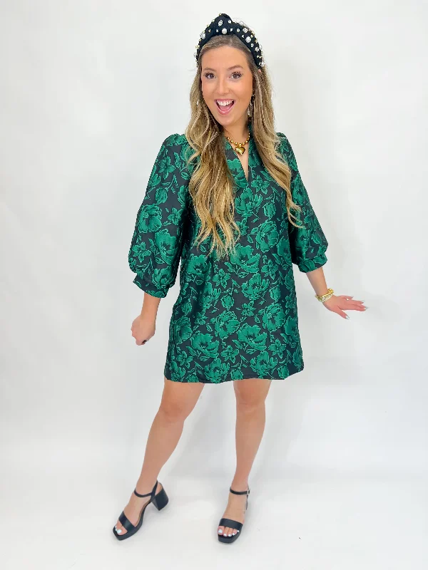 Send My Love Mini Dress-Green Chic Mini Dress with V-Neck