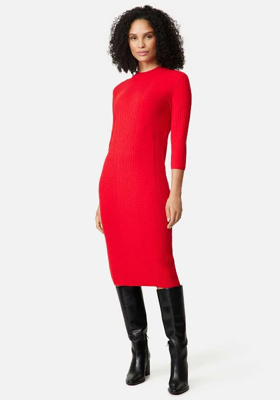 Gerry Weber Ribbed Knit Midi Dress, Red Cozy Tie-Dye Midi Dress