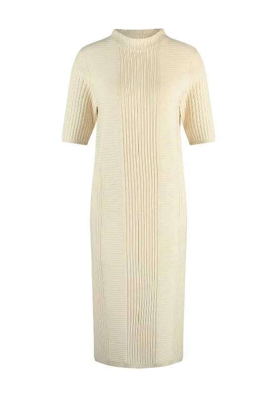 Gerry Weber Ribbed Knit Midi Dress, Cream Comfortable Draped Midi Dress