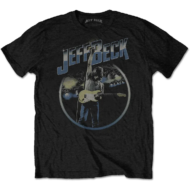 Jeff Beck | Official Band T-Shirt | Circle Stage Graphic T-Shirt Round Neck Polyester