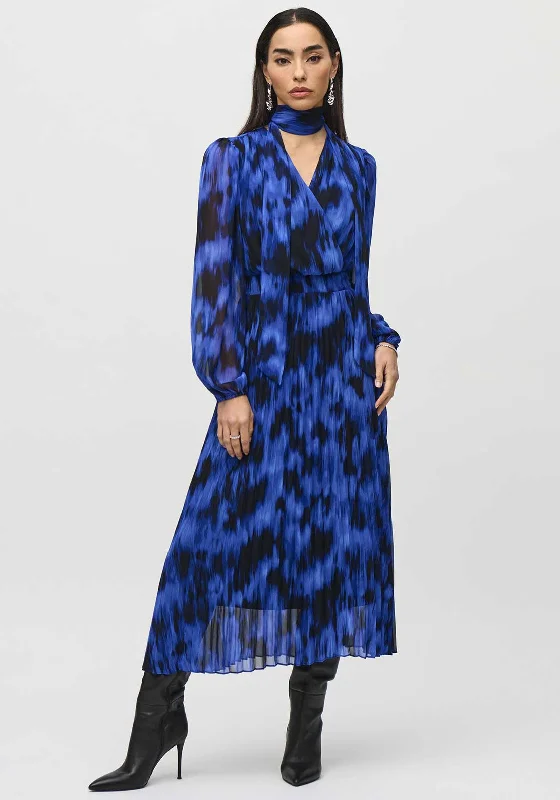 Joseph Ribkoff Printed Wrap Pleated Midi Dress, Blue Classic Black Midi Dress