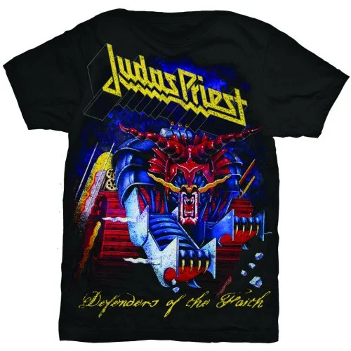 Judas Priest | Official Band T-Shirt | Defender of the Faith Print Jacquard Patchwork