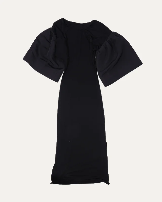 Kali Puff Sleeve Midi Dress Trendy Flared Sleeve Midi Dress