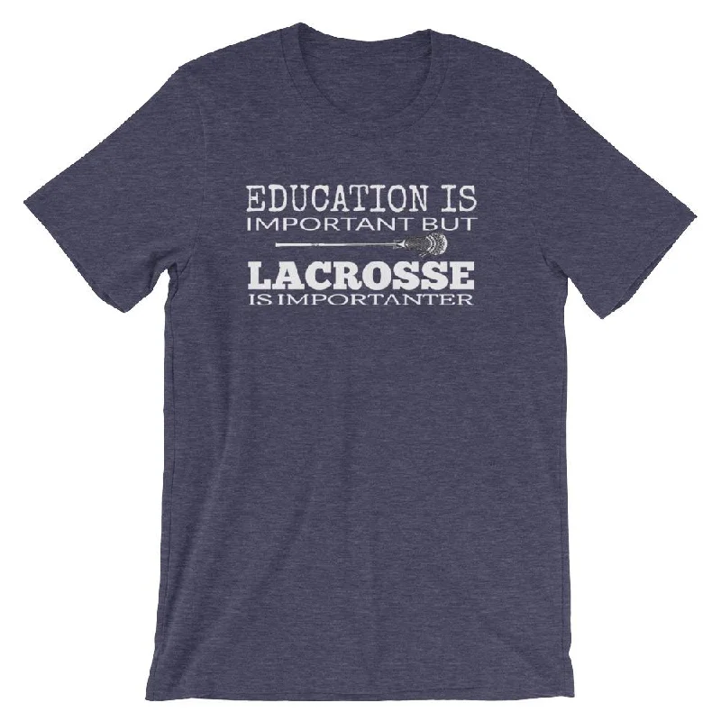 Lacrosse Coach Short-Sleeve Gift T-Shirt - Education vs LAX Mesh Canvas Denim