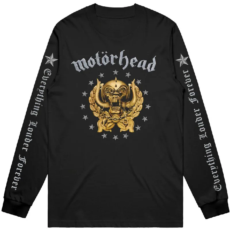 Motorhead Unisex Long Sleeved T-Shirt: Everything Louder Forever (Sleeve Print) Satin Blend Silk Blend Wool Blend