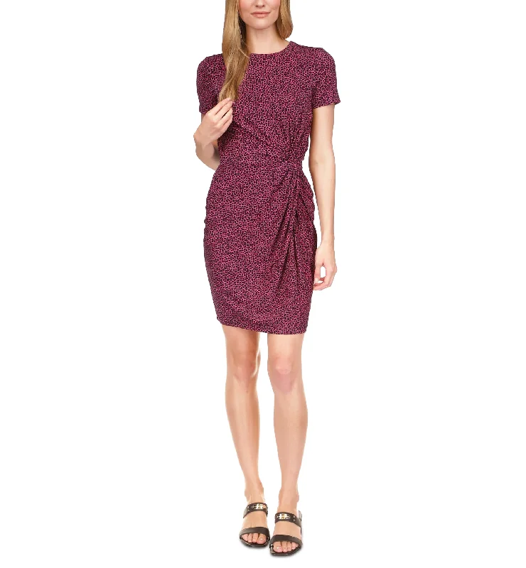 MICHAEL Michael Kors Giraffe Twist Short Sleeve Mini Dress Comfortable Wrap Mini Dress