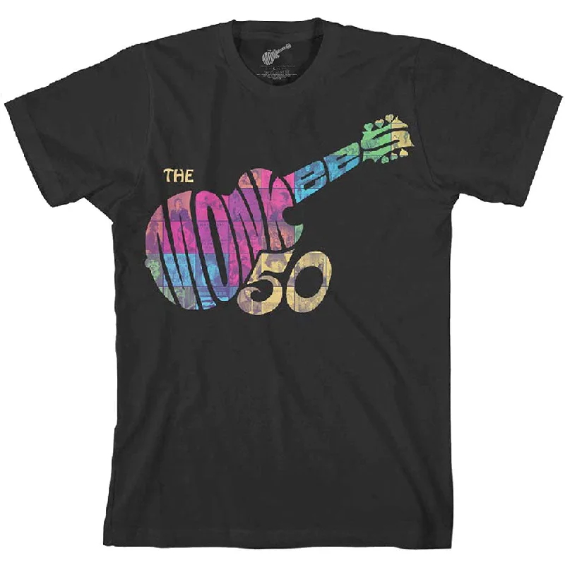 The Monkees | Official Band T-Shirt | Guitar Discography (Back Print) Sequined Glittery Shiny