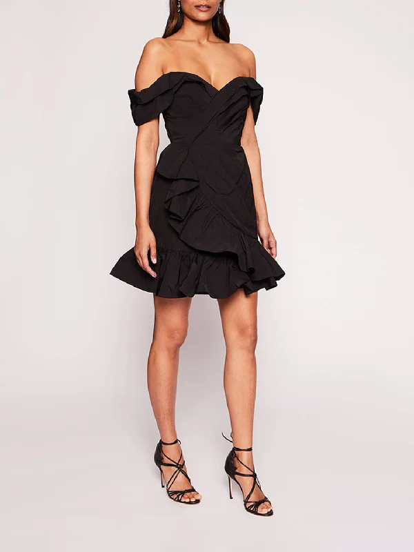 Draped Taffeta Mini Dress Elegant Lace-Up Mini Dress