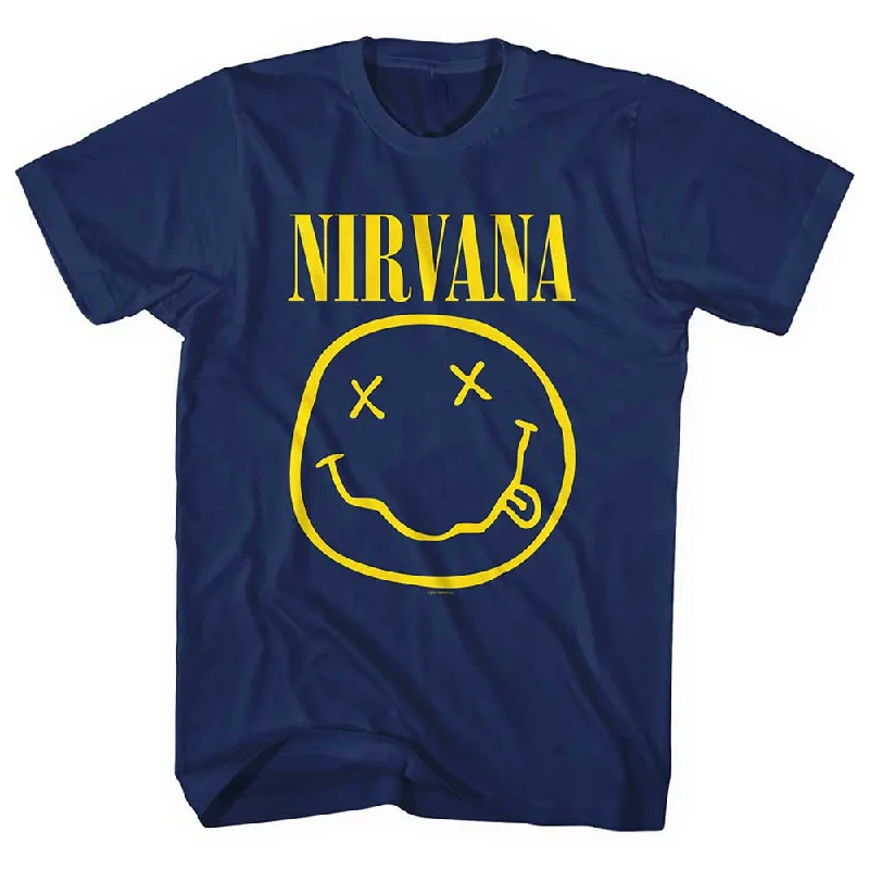 Nirvana | Official Band T-Shirt | Yellow Happy Face Front Pockets Side Pockets Patch Pockets