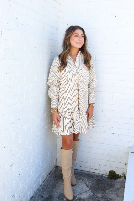 On The Town Tiered Mini Dress Cozy Long Sleeve Mini Dress