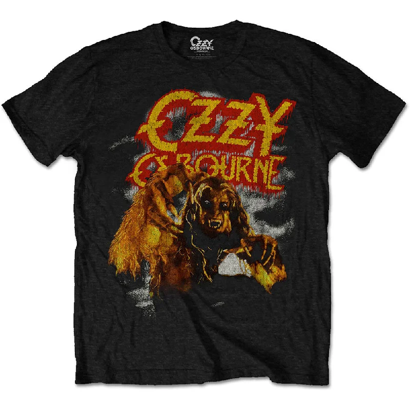 Ozzy Osbourne | Official Band T-Shirt | Vintage Werewolf Hooded Caped Shawl Collar