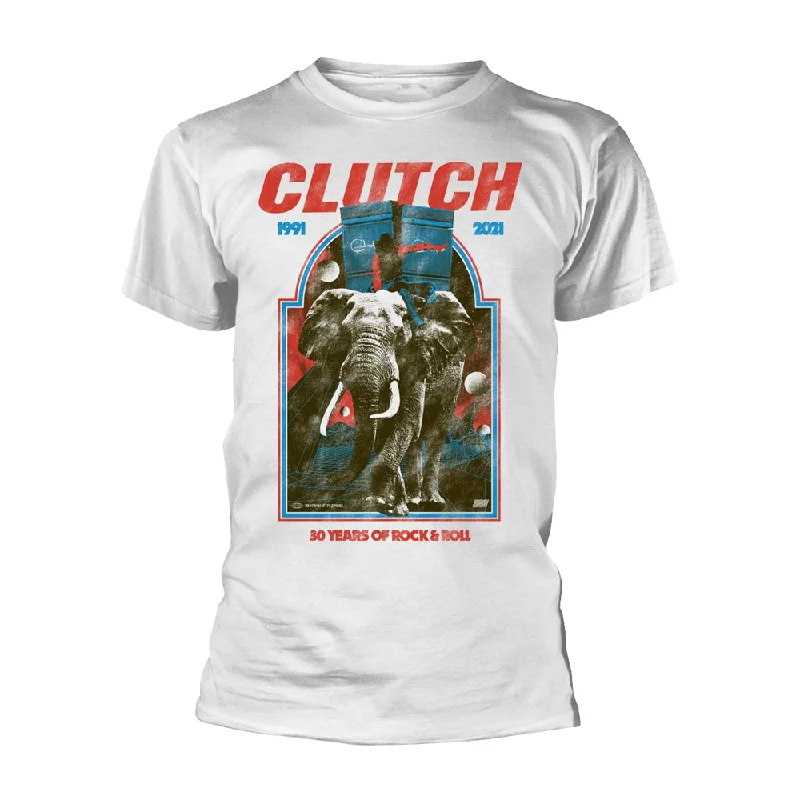 Clutch Unisex T-shirt: Elephant (White) Houndstooth Herringbone Solid